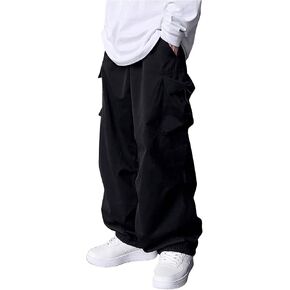 Boy's Wide Leg Cargo Pants Drawstring Waist Baggy Track Pants Trousers Streetwear in Saudi Arabia