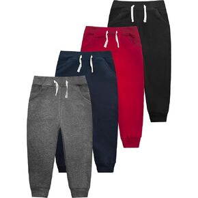 VOGRYE 4 Pack Boys Sweatpants Cotton Toddler Joggers Pants with Pocket Drawstring for Kids Toddler Boys 2T-6T