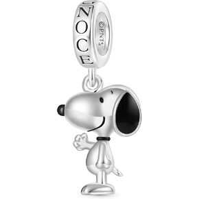 GNOCE PEANUTS SNOUPY SNOUPY DANGLE SHARM للنساء ، S925 Sterling Silver Dangle Charms for Women ، Valentine's Day ، Mother’s Jewelry (Snoopy)