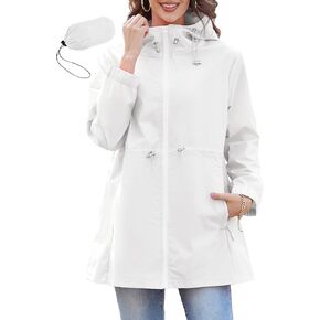 Zando Waterproof Rain Jacket Women Lightweight Raincoat for Women Packable Hooded Windbreaker for Outdoor Travel Hiking