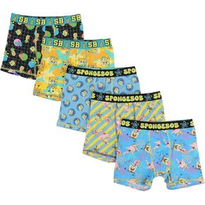 Bioworld Spongebob Squarepants 5-Pack of Boys' Character Boxer Briefs