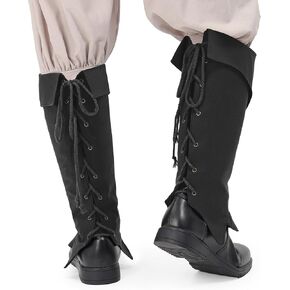 يغطي Furphi Medieval Pirate Boot Covers Steampunk Leg Leg مع إكسسوارات أزياء النهضة