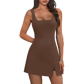 Ofeefan Athletic Dress for Women Mini U Neckless Building في شورتات مع تخرج الجولف الجيوب