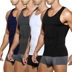 Arjen Kroos Compression Shirts for Men Body Shaper Slimming Tank Top Undershirts Gym Gear Shapewear 4 Pack