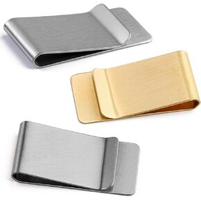 3 Pack Small Men's Slim Money Clip, Stainless Steel Credit Business Card Holder, Pocket Cash Wallet(Gold & Silver)