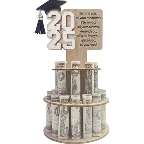 2025 Graduation Gifts for Her/Him, 24 Holes Tiered Money Holder with Graduation Quote Positive Behind You All Your Memories, Money Gift Ideas for Boys Girls High School College (White)