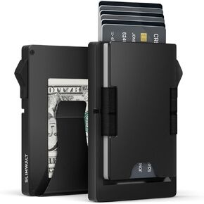 Wallet for Men with Money Clip and ID Window - Holds 10-20 Cards, RFID Blocking Card Holder Wallets with Smart Card Slot, Minimalist Mens Wallet, Metal Pop Up Wallet, Gifts for Men Black