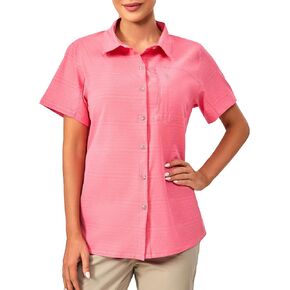 Little Donkey Andy Women's UV Breathable Striped Shirt, Short Sleeve Button Down for Shirt Travel Hiking