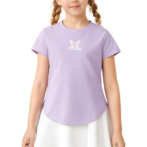 Stelle Girls t Shirt Quick Dry Dry Dry Driatic Dorts Upf 200 Crew Neck Circular Bottom Summer Tees for Kids Teen 5-15 Years