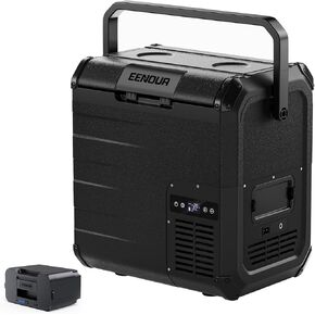EENOUR D18 12 Volt Car Refrigerator, Portable Freezer with Detachable Battery 19Qt/18L, Battery & Solar Powered Cooler, -4~50℉, 12/24V DC, 110~240V AC, 12V Fridge for Camping, Road Trips, RV, Truck