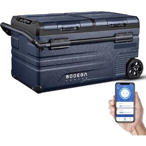 BODEGACOOLER 12 Volt Car Refrigerator, Portable Freezer, Car Fridge Dual Zone WIFI APP Control, 80 Quart(75L) -4℉-68℉Car Cooler, 12/24V DC and 100-240V AC, for Camping, Travel, RV, Outdoor