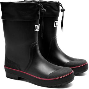 Mens Rain Boots Water boots Waterproof PVC Rubber Boots Outdoor Mud Boots,Comfort Lightweight Mid-Calf Gardening Fishing Shoes for Yard Farm Work