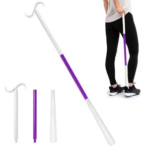 35.5" Shoe Horn Long Handle, Adjustable Extra Long Shoehorn and Portable Dressing Stick for Seniors, Elderly, Men and Women, Purple