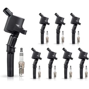ENA 8 Ignition Coil Pack and Spark Plug Compatible with Mercury Ford Mustang Crown Victoria E150 E250 Expedition Explorer F150 Navigator Town Car Grand Marquis Mountaineer 4.6L V8 Replace# FD503 SP413