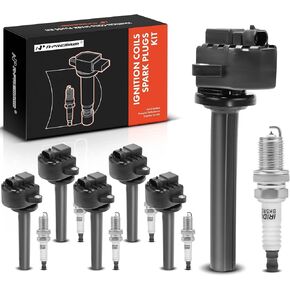 A-Premium Ignition Coils and Spark Plugs Kits Compatible with Honda Passport 2000-2002 & Isuzu Rodeo 2000-2004, Rodeo Sport 2001-2003, Axiom 2002-2003, Trooper 2000-2002, Amigo 2000 6-PC Set