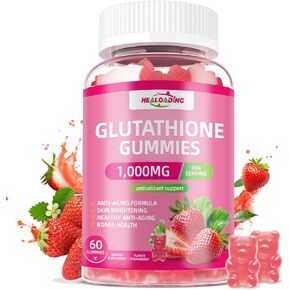 غلوتاثيون ملحق الكولاجين غومينز: L-glutamine يحتوي على فيتامينات الكولاجين البحرية C ، E ، D & B12 Glutathione Gummies 1000mg للصيغة المضادة للشيخوخة وتقوية العظام