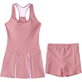 Izyjoy Kids Girls Tennis Golf Golf Dress Outfit Dresses Racerback Dresses with shorts Gopicets Sport Athletic 2 Sets