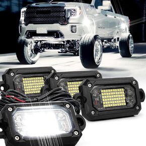 أضواء صخرية بيضاء ، 8 أضواء صخرية من ALIGZ للشاحنات ATV UTV RZR ، الضوء الأساسي الأبيض مع تسخير الأسلاك 15 قدمًا