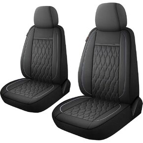 Caromop Faux Leather Car Covers مجموعة كاملة ، أغطية فاخرة ومريحة للسيارات ، أغطية داخلية متوافقة مع المقعد المقسم ، ملاءمة عالمية لسيارات الدفع الرباعي ، الشاحنات ، الشاحنات ، التوافق على الوسادة الهوائية (بيج 5 مقاعد)