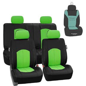 FH Group Perforated Leatherette Three Row Set 7 Seater Car Seat Covers, Airbag Compatible and Split Ready- Universal Fit for Cars, Trucks & SUVs (Black)
