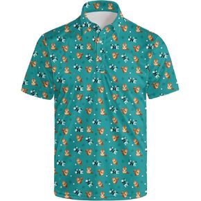 Funny Polo Shirts for Men Short Sleeve Performance Moisture Wicking Golf Shirts Casual Crazy Patriotic Print Mens Polo Shirt