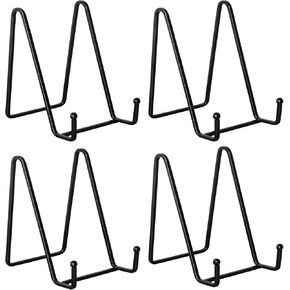Kruodop 4 Pack 6" Metal Square Frame Easel Stands - Multi-Use Tabletop Display for Plates, Photos, Art, Books, Signs | Durable Mini Easels for Home Decor, Office, Studio & Vinyl Records