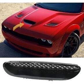 Hood Vent Center Center Bezel Grill Scoop Fit for 2015-2018 Dodge Challenger SRT Hellcat & 2019-2023 R/T Scat Pack 68184348AD 68184348AG 68184348AH