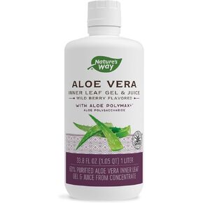 Nature's Way Aloe Vera Inner Leaf Gel & Juice, with Aloe Polymax+, 60% Purified, International Aloe Science Council Certified, Wild Berry Flavored, 33.8 fl oz