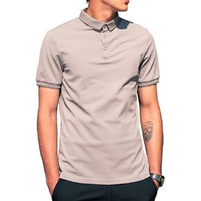 Men's Polo Shirt,Casual Business Short Sleeved Knitted Polo T-Shirt, Solid Color Golf Shirt