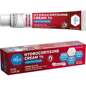 MED PRIDE Hydrocortisone 1 Oz Tube Cream, 1% for Hemorrhoids, Hemorrhoid Hydrocortisone Cream, Anti-Itch Ointment for Itching, Swelling, Rash, Dermatitis, Bug Bites