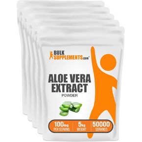 BulkSupplements.com Aloe Vera Extract Powder - Aloe Vera Supplement, Aloe Vera Powder - Herbal Supplement, Pure & Gluten Free, 100mg per Serving, 250g (8.8 oz) (Pack of 1)