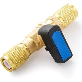 1/4 SAE Female HVAC Control Valve Air Conditioner Ball Valve, 1/4 SAE Female Thread Adapter for R410A R134A R12 R22 AC Charging Hoses Refrigerant Refrigerant Shut-Off Ball Valve