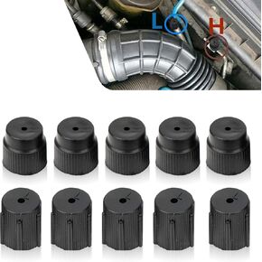 10 PCS CAR LOW SIDE SIDE SIDE AIR SIDE AIR COMPLE TOP ، ABS TOP مع "H" "L" سهلة التمييز على غطاء إصلاح تكييف الهواء ، لمعظم السيارات (Blue & Red)
