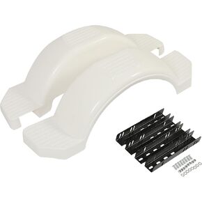 ECOTRIC Set of 2 Single Axle Trailer Fenders 13" Wheels Tire Skirt Boat 39.7" long x 8.8" wide x 11.4" tall 300 lbs (White)