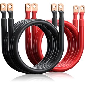 4 AWG Battery Inverter Cable 10 أقدام ، 4 مقياس بطارية النحاس النقي 10 أقدام مع العروات الشديدة 5/16 "