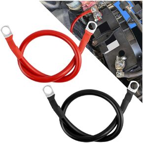 كابلات بطارية 6AWG مع المحطات ، سلك بطارية 2pcs مجموعة لإمدادات الكهرباء الحمراء الأسود مع موصل 3/8 بوصة ، وملحقات السيارات العالمية كابلات تناسب المركبات البحرية RVS