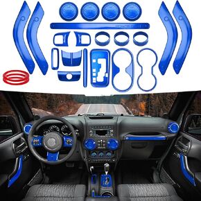 26PCS Full Set Interior Trim Kit Compatible With Jeep Wrangler JK JKU 2011-2018 2&4-door Inner Center Console Trim, Door Handle, Cup Holder Cover (Red Decoration Kit) Christmas Car Decorations