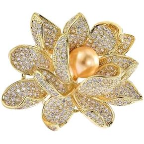 Pearl peony flower brooch