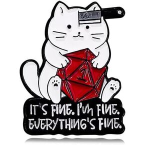 It's Fine I'm Fine Everything is Fine Funny Cat with Knife Enamel Lapel Pin brooches badges for backpacks