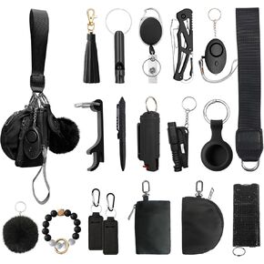 Wristlet Keychain Set with RFID Wallet Card Holder and Bottle Opener, Car Keychain Accessories for Women