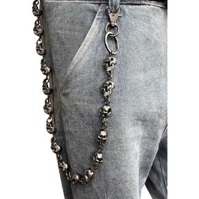 Wallet Chain - Wallet Chains for Men Women, Punk Trousers Pants Chain for Biker Heavy Skull Chain Belt Goth Accessories(Skull)