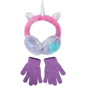 Unicorn 2-Piece Youth Tie-Dye Plush Ear Muffs & Gloves Set