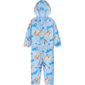Bluey Girls Rain Suit, Coverall Waterproof Rain Jacket, Breathable Kids Mud Suit with Hood Fleece Lined, Gifts for Kids