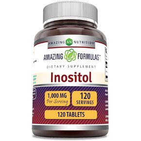 Amazing Formulas Inositol Tablets Supplement | 1000 Mg per Serving | Vitamin B8 | Non-GMO | Gluten-Free | Made in USA (1 Pack, 120 Count)
