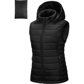 Outdoor Ventures Women's Lightweight Packable Hooded Puffer Vest Outerwear Zip Up Warm Sleeveless Winter Jacket Quilted Coat in Kuwait