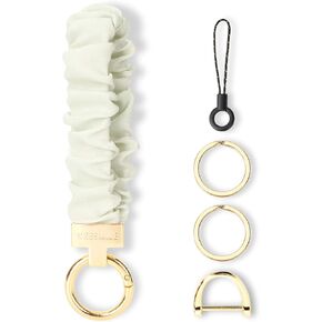 Keychain Wristlet, Stretchy Key Chain for Car Keys with D ring, Cute Scrunchie Wrist Bracelet for Women Men