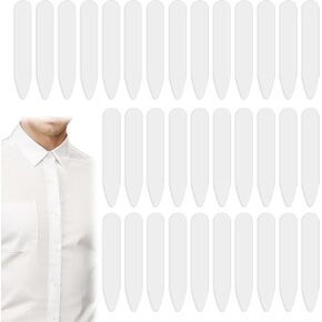 Lusofie 200Pcs Shirt Collar Inserts Stays, 2.2" Collar Stays for Men's Shirts, Invisible Plastic Collar Stays Inserts for Men's Women Dress Shirts Polo(White)