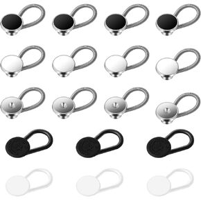 18pcs Collar Extenders Comfy & Premium Invisible Neck Extender Shirt Button Extender Soft Elastic Comfortable Tie Collar Expander Metal Adjustable Buckle for Men Dress Suits Pant Coat Tie Trousers