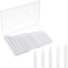 100pcs Dress Shirt Collar Inserts,Plastic Invisible Shirt Collar Stays,5 Different Lengths of Waterproof Collar Stays for Men's Dress Shirts, 2" 2.2" 2.4" 2.6" 2.8In (White)