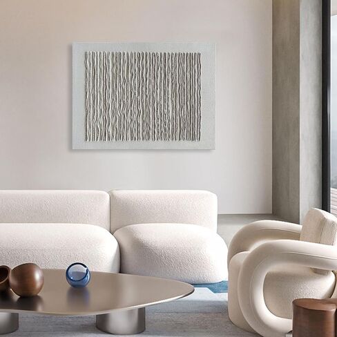 NANKAI Art Hand-Painted White and Green Thick Texture Abstract Art Oil Painting Contemporary Minimalist Style Art Living Room Office Corridor Wall Decoration Oil Painting 24x48 inches in Kuwait